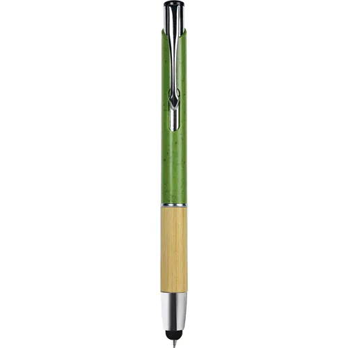 PENNA A SFERA CON TOUCH SCREEN IN PAGLIA DI GRANO+ABS, BAMBÙ E METALLO