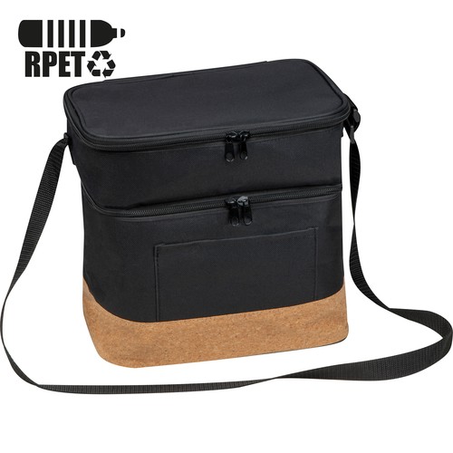 Bolsa nevera de RPET con compartimento extra y fondo de corcho Bolsa nevera de RPET con compartimento extra y fondo de corcho