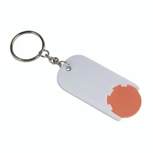 Plastic key ring with shopping trolley token Plastic key ring with shopping trolley token