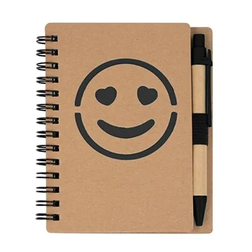 Notebook approx. B7 "smiling face" with ball pen | Dylan