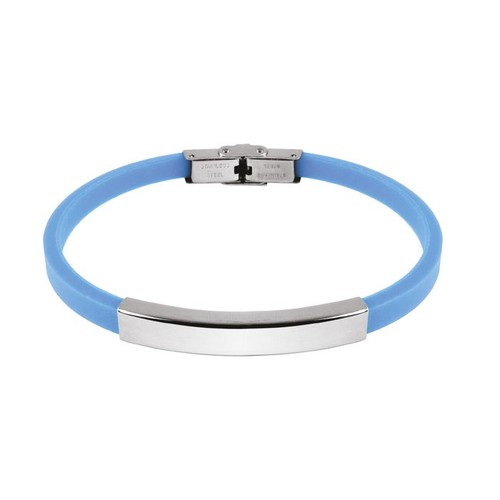BRACCIALE ACCIAIO E EVA AZZURRA 0.5CM