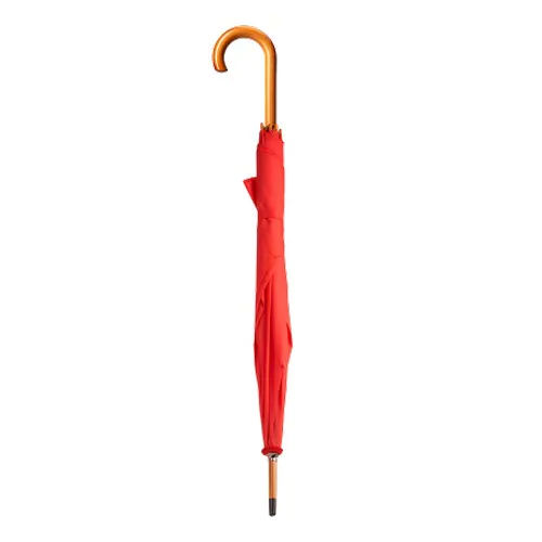Umbrella with curved wooden shaft and grip Umbrella with curved wooden shaft and grip