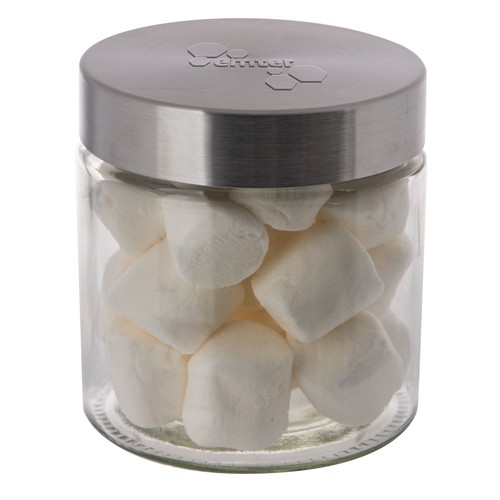 Bocal en verre de 0,9 litre avec embossage, rempli de bonbons