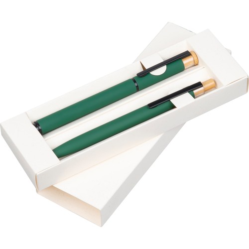Set décriture avec stylo à bille et roller en aluminium recyclé