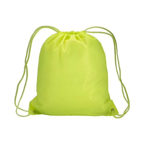 Fluorescent 210T polyester backpack with drawstring closure and reinforced corners