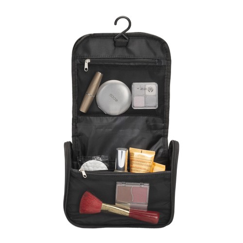 Microfiber beauty case with zipper, large inside pockets, hook and handle Microfiber beauty case with zipper, large inside pockets, hook and handle