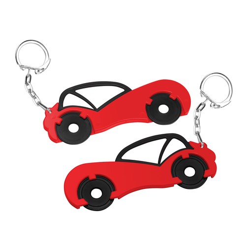 Chiphouder met twee winkelwagenmuntjes 1€ "auto" Chiphouder met twee winkelwagenmuntjes 1€ "auto"