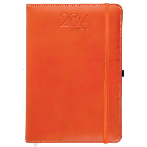 Agenda journalier 2026, couverture rigide en PU thermocollé avec piqûres sur les bords