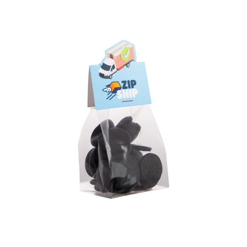 Block bag with header card in your own shape and 100 grams of candy