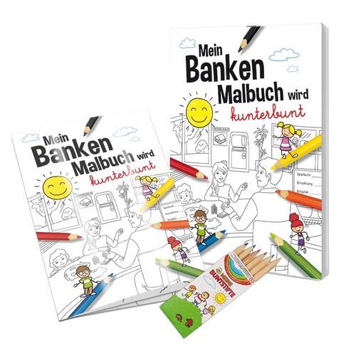 Colouring book / set A6 - banks - Colouring set with individual front and back sides Colouring book / set A6 - banks - Colouring set with individual front and back sides