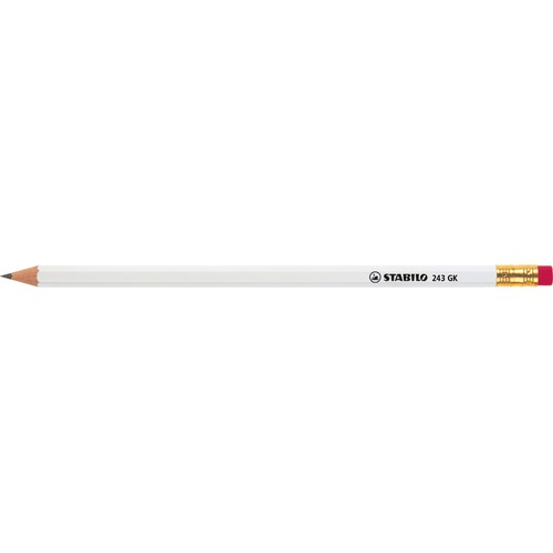STABILO crayon graphite hexagonal blanc avec bout gomme