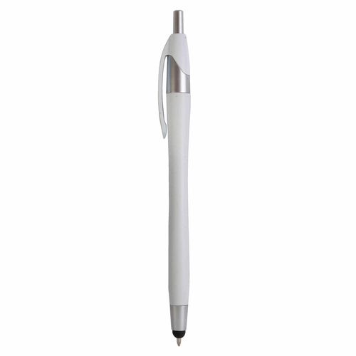 Plastic snap pen with touchscreen rubber tip