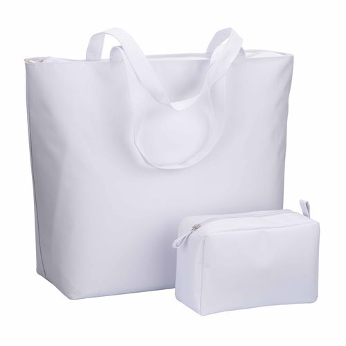 300D polyester beach bag  with long handles and zip closure