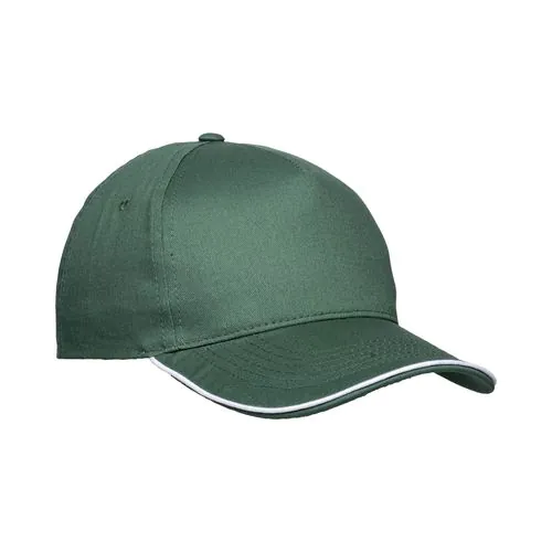 Casquette en coton 5 panneaux, visière sandwich contrasté avec fermeture velcro Casquette en coton 5 panneaux, visière sandwich contrasté avec fermeture velcro