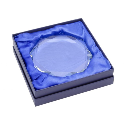 FACETED GLASS PAPERWEIGHT DIAM.90 H19