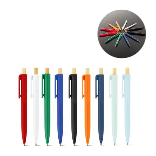 ZARA. Stylo à bille en ABS recyclé (100% rABS) avec bouton en bambou ZARA. Stylo à bille en ABS recyclé (100% rABS) avec bouton en bambou