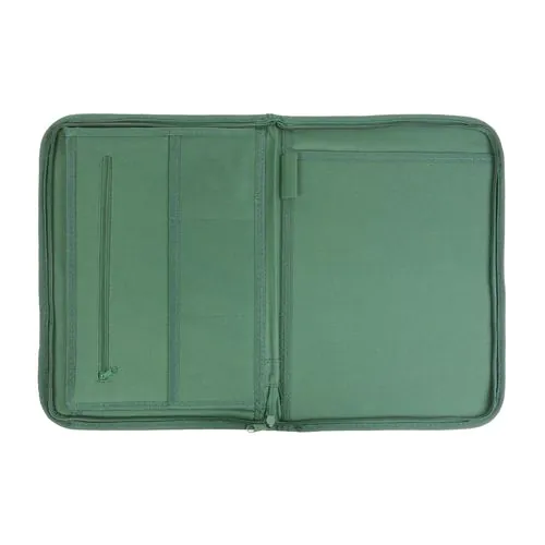 600D polyester brief folder with zip closure, 6 inside compartments