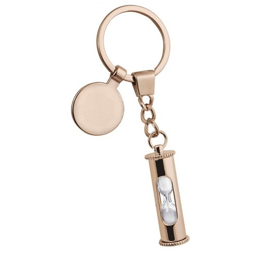 Porte-clés sablier - Rose avec jeton Porte-clés sablier - Rose avec jeton