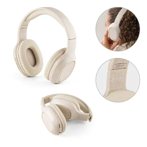 FEYNMAN. Casque sans fil pliable avec autonomie de 4 heures en paille de blé et ABS FEYNMAN. Casque sans fil pliable avec autonomie de 4 heures en paille de blé et ABS