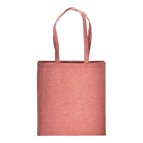 Bolsa de algodón reciclado efecto melange, asas largas y fuelles Bolsa de algodón reciclado efecto melange, asas largas y fuelles
