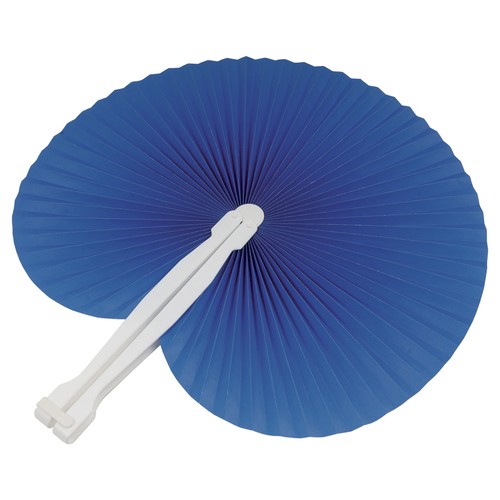 Éventail en papier coloré avec manche en plastique blanc, longueur 26 cm Éventail en papier coloré avec manche en plastique blanc, longueur 26 cm