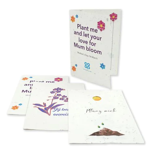 Biglietto d'auguri A4 piegato in A5 in carta semi da 200gr - pers. Fronte/retro