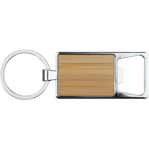 Bamboo key ring with bottle opener