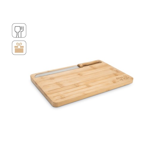CATCHER. Bamboo bread board with knife included