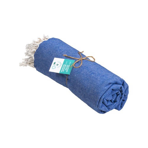 Serviette de plage / Paréo en coton recyclé de 180 gr/m2 avec frange, mesure 90x170 cm