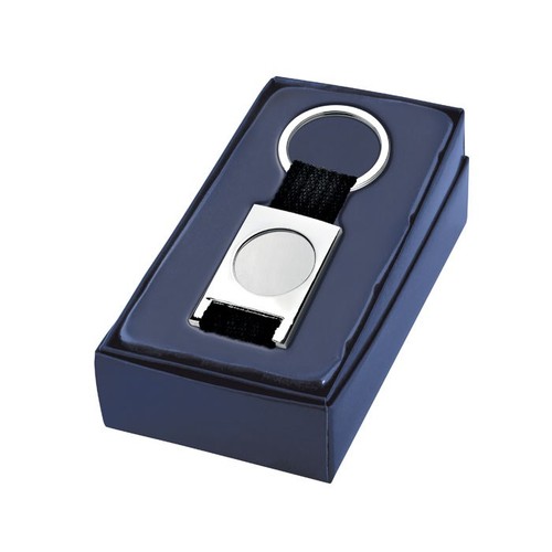 KEY CHAIN BLACK TEXTILE RIBBON W/CAVITY