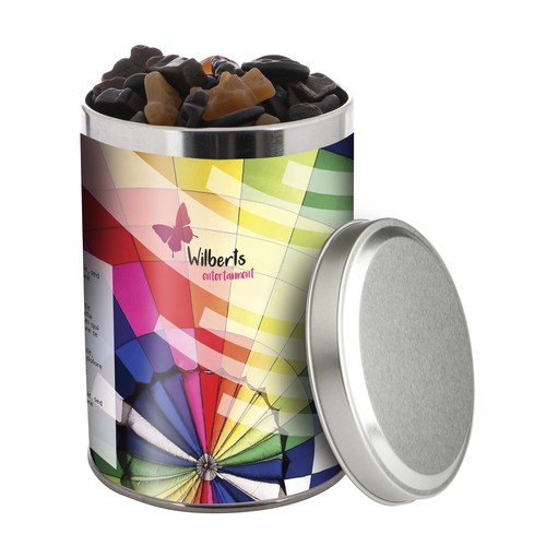Large tin 1.3 liters, filled with candy