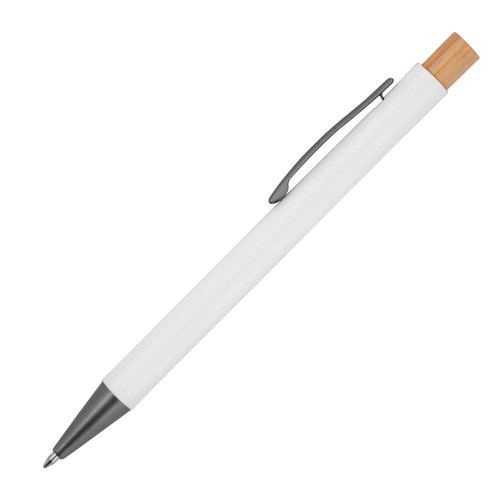 Stylo à bille en aluminium recyclé avec poussoir en bambou Stylo à bille en aluminium recyclé avec poussoir en bambou