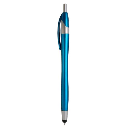Plastic snap pen with touchscreen rubber tip