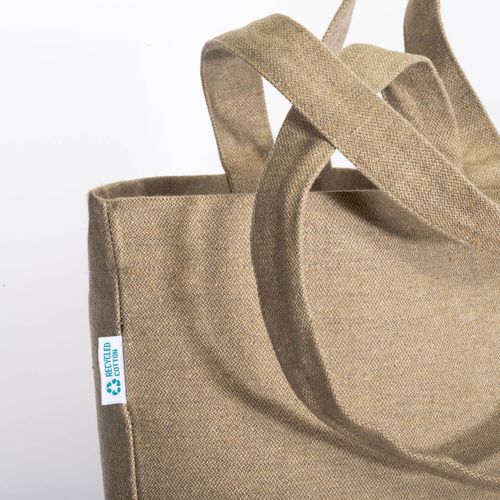 280 g/m2 recycled cotton shopper with gusset at base, double handles and inside pocket