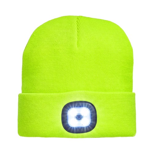 Bonnet en maille 100 % acrylique lourd avec lumière LED détachable et rechargeable via USB