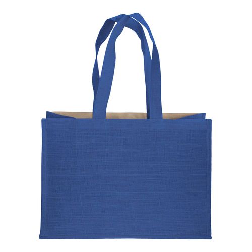 280 g/m2 cotton shopping bag with jute details, long handles and gusset 280 g/m2 cotton shopping bag with jute details, long handles and gusset