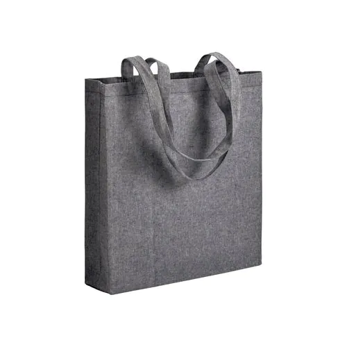 150 g/m2 recycled cotton shopping bag, melange effect, long handles and gusset