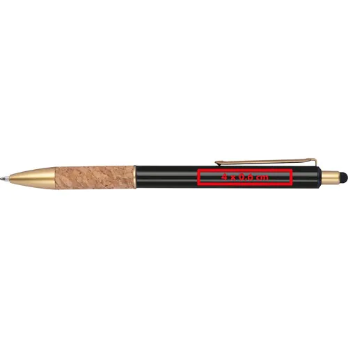 Ball pen with cork grip zone