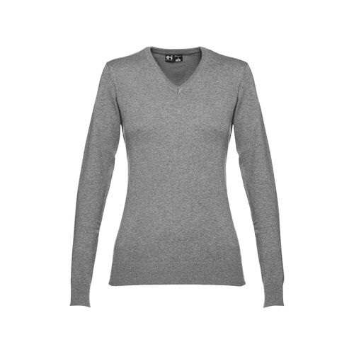 THC MILAN WOMEN. Pullover met V-hals voor dames in katoen en polyamide