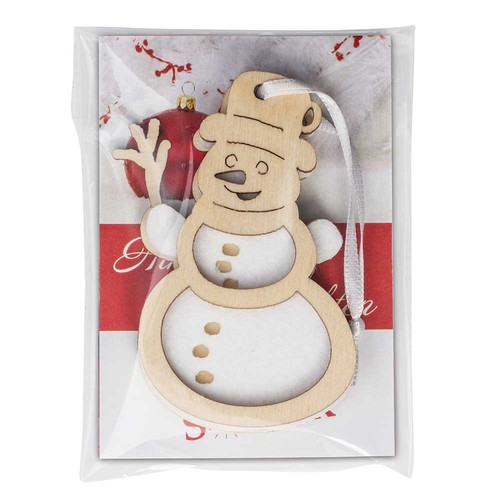 Wood-felt tag - Snowman in promotional bag