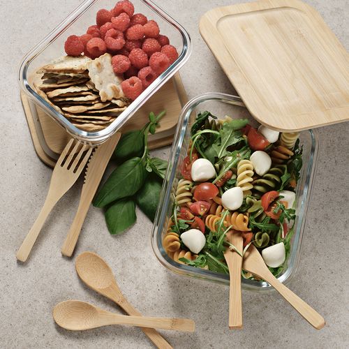 Box pranzo Van Gogh 1090ml in vetro borosilicato e bambù