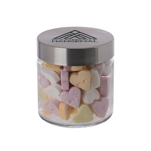 Bocal en verre de 0,35 litre, rempli de bonbons