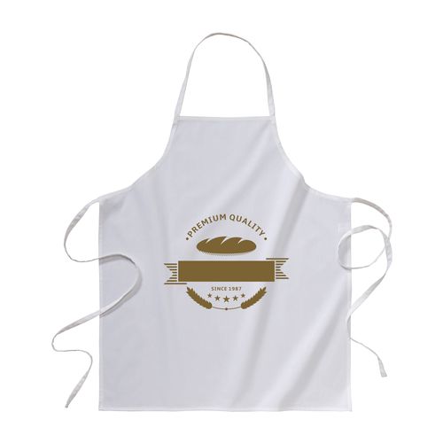 100% cotton (180 g/m2) long white cooking apron, 70 x 85cm