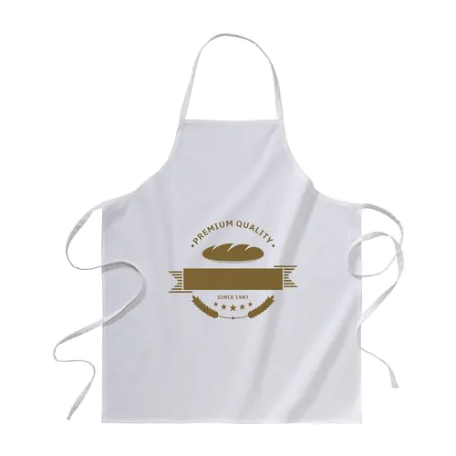 100% cotton (180 g/m2) long white cooking apron, 70 x 85cm