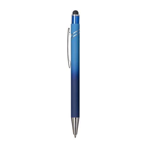 Penna a scatto in alluminio gommato. Fusto sfumato, clip e particolari metallizzati Penna a scatto in alluminio gommato. Fusto sfumato, clip e particolari metallizzati