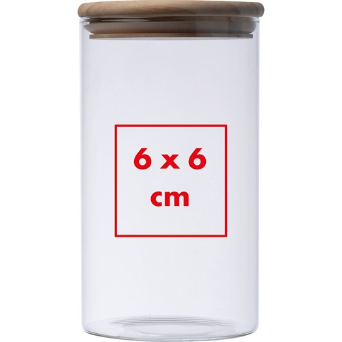 Borosilicate glass jar with pine wood lid, 1000 ml