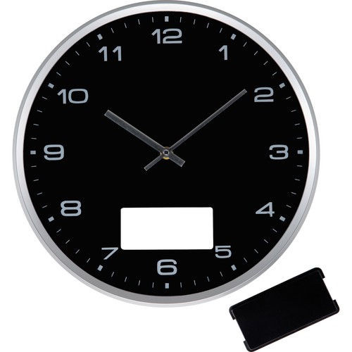 Wall clock with silver frame and click system Wall clock with silver frame and click system