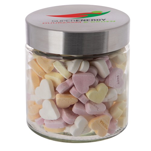 Bocal en verre de 0,9 litre, rempli de bonbons