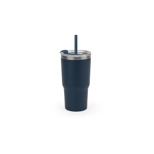 JOYNER M. Compacte roestvrijstalen reisbeker (91% gerecycled) met vacuüm geïsoleerde dubbele wand en een matte afwerking 600 mL