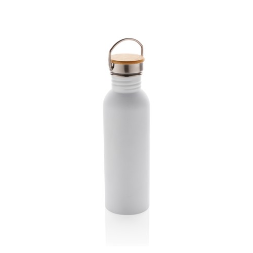 Bouteille en acier inoxydable avec couvercle en bambou